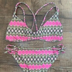 Frankie’s Bikini Strappy Pink Ikat Pattern